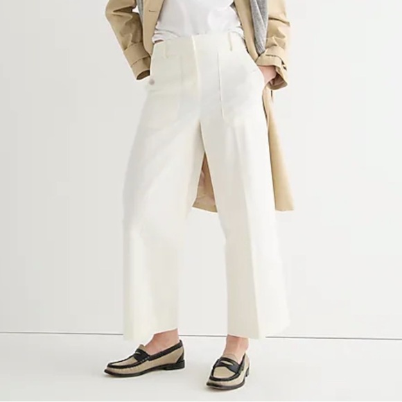 J. Crew Tall Sydney wide leg pant bi stretch cotton blend BF406 Ivory 6T 6 - Picture 1 of 7